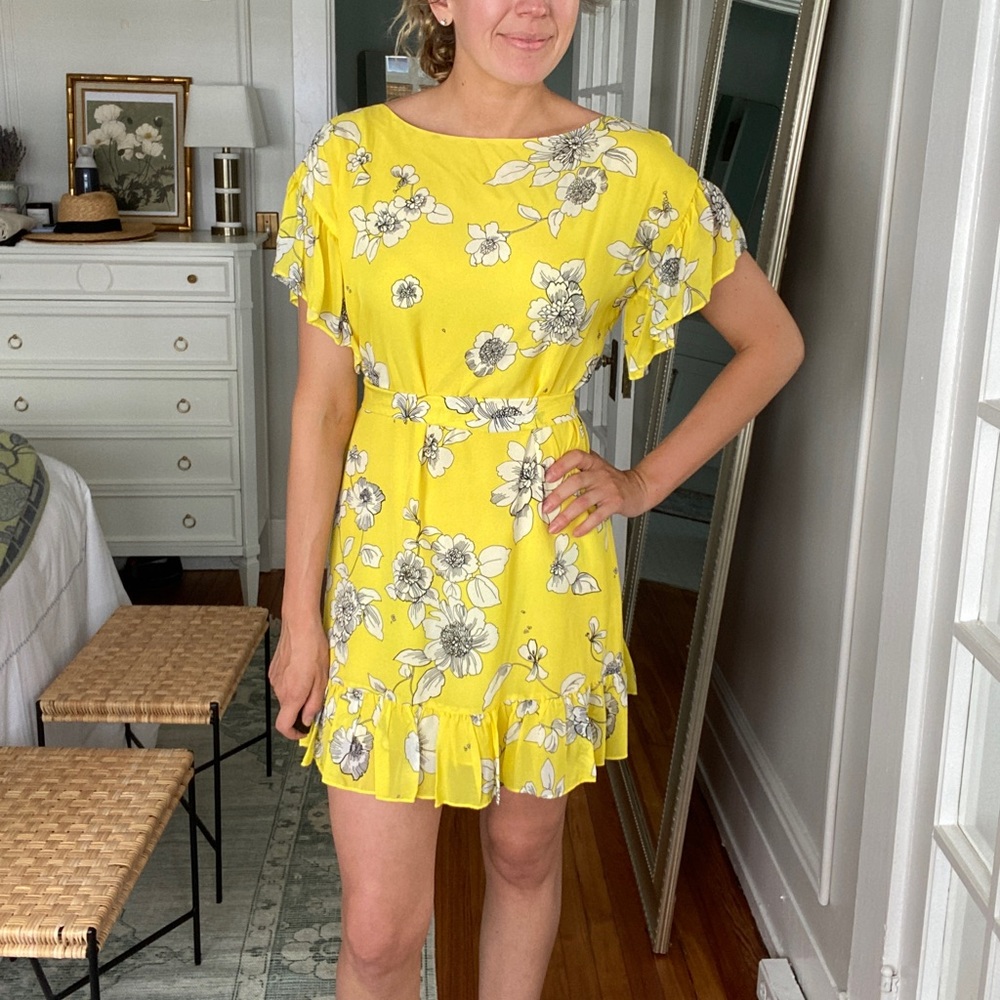 NWT Alice & Olivia Yellow Mini Dress size Small